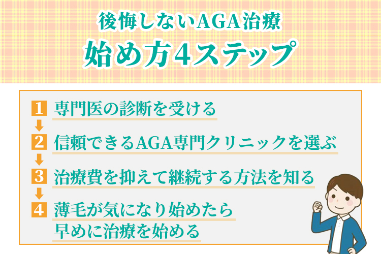 後悔しないAGA治療の始め方4ステップ