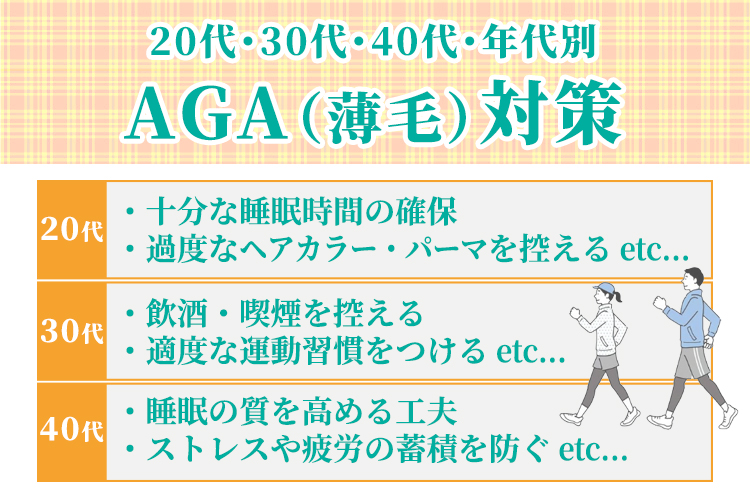 20代・30代・40代・年齢別のAGA（薄毛）対策